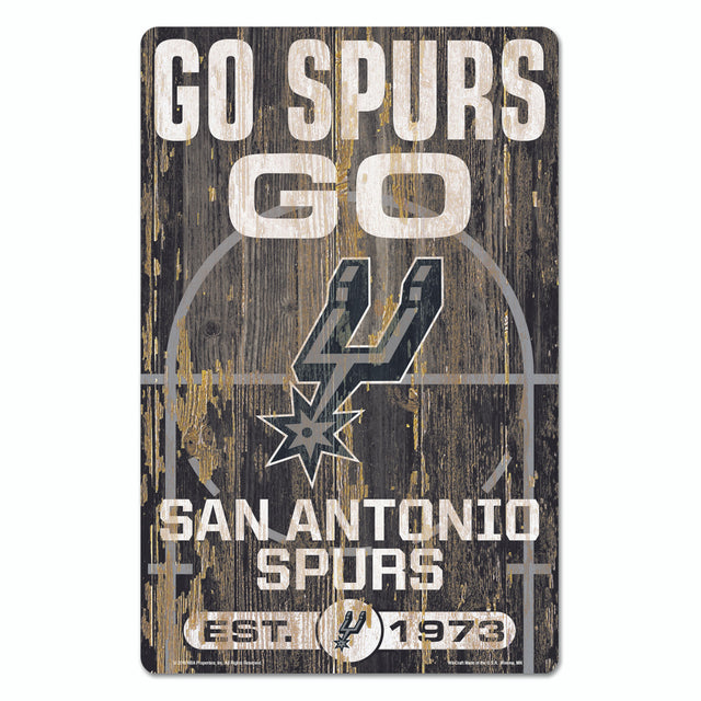 Letrero de madera de 11 x 17 de los San Antonio Spurs con diseño de eslogan