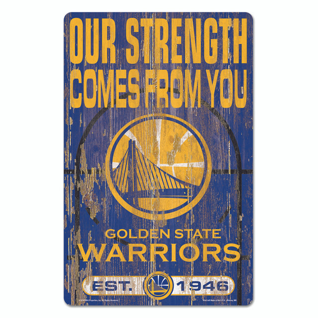 Letrero de madera de 11 x 17 de los Golden State Warriors con diseño de eslogan