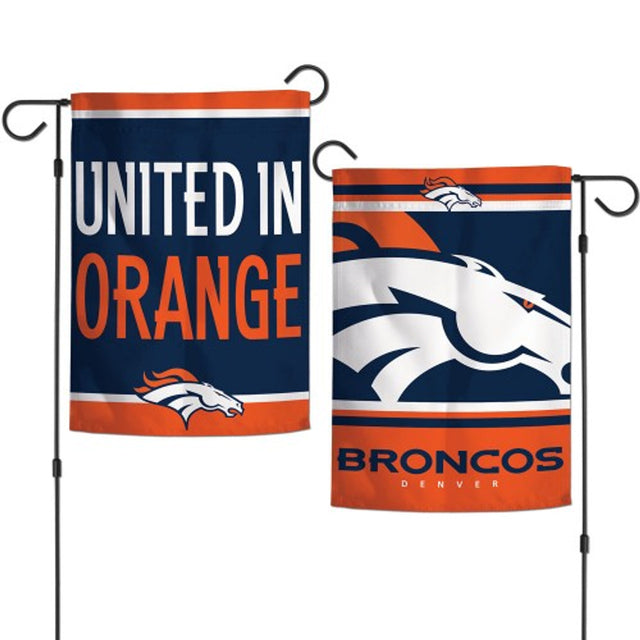 Bandera de los Denver Broncos de 12 x 18 pulgadas, estilo jardín, diseño de eslogan de 2 lados