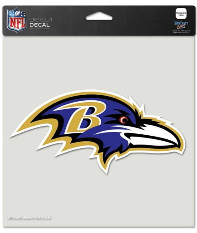 Calcomanía de los Baltimore Ravens troquelada de 8 x 8 pulgadas