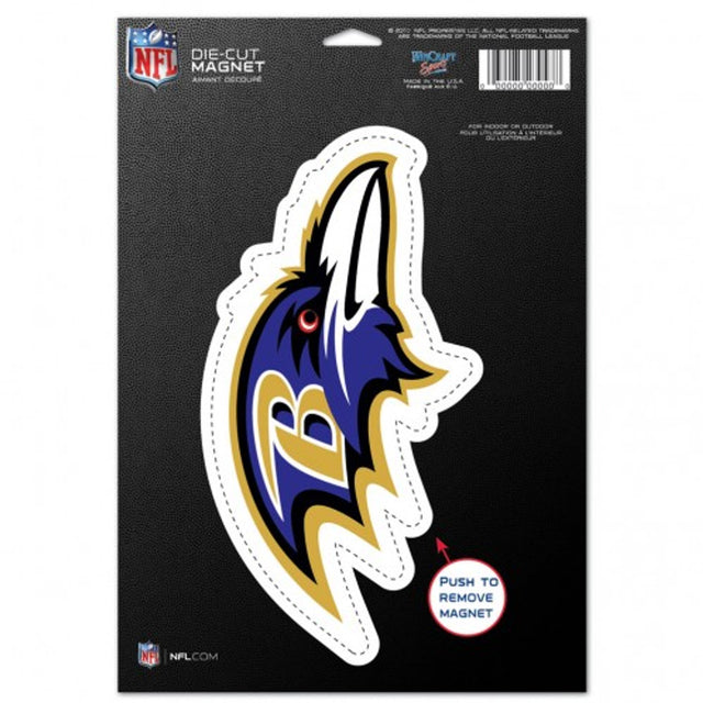 Imán de los Baltimore Ravens, 6,5 x 9 pulgadas, troquelado, logotipo (vista lateral)