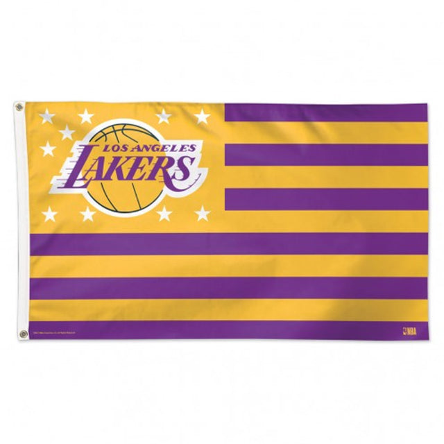 Bandera de Los Ángeles Lakers de 3 x 5 pulgadas, estilo de lujo, diseño de estrellas y rayas