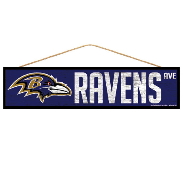 Letrero de los Baltimore Ravens de 4 x 17 pulgadas con diseño de Wood Avenue