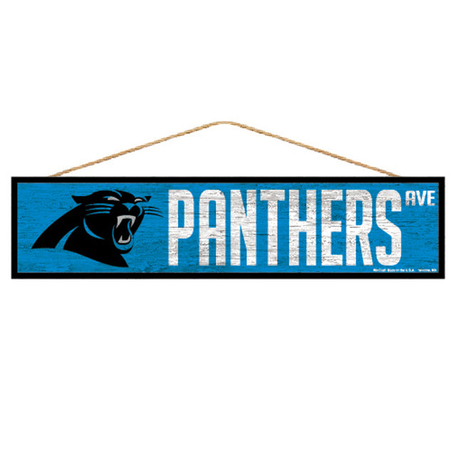 Letrero de los Carolina Panthers de 4 x 17 pulgadas con diseño de Wood Avenue