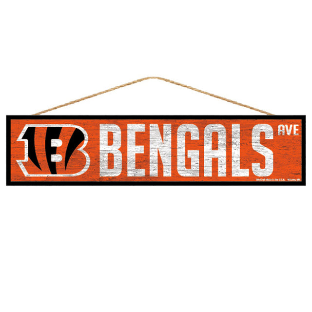 Letrero de los Cincinnati Bengals de 4 x 17 pulgadas con diseño de Wood Avenue