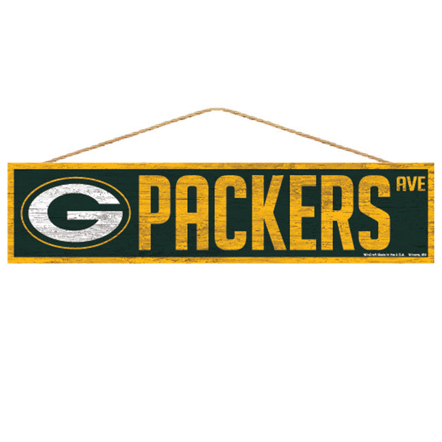 Letrero de los Green Bay Packers de 4 x 17 pulgadas con diseño de Wood Avenue