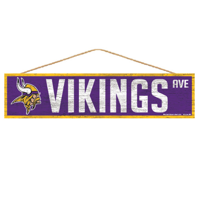 Letrero de los Minnesota Vikings de 4 x 17 pulgadas con diseño de Wood Avenue