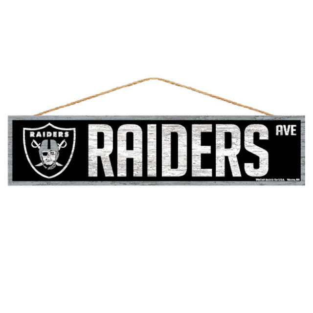 Letrero de los Raiders de Las Vegas de 4 x 17 pulgadas con diseño de Wood Avenue