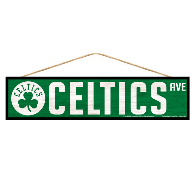 Letrero de los Boston Celtics de 4 x 17 pulgadas con diseño de Wood Avenue