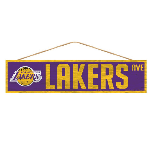 Letrero de Los Ángeles Lakers de 4 x 17 pulgadas con diseño de Wood Avenue