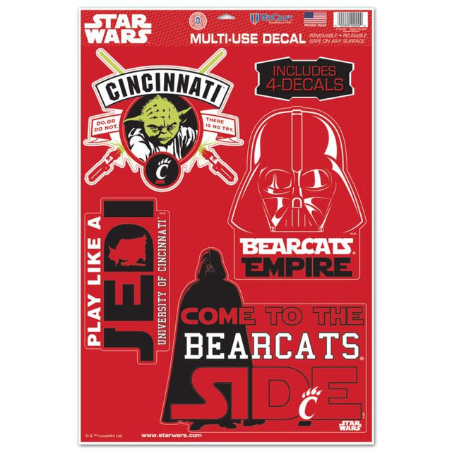 Calcomanía multiusos de YODA y VADER de Star Wars de Cincinnati Bearcats, 11" x 17"