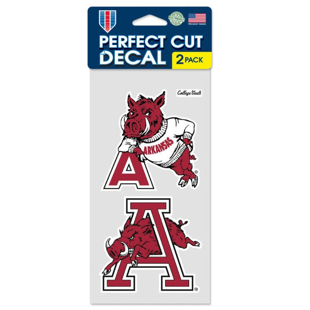 Arkansas Razorbacks /College Vault Perfect Cut Decal Set of two 4"x4"