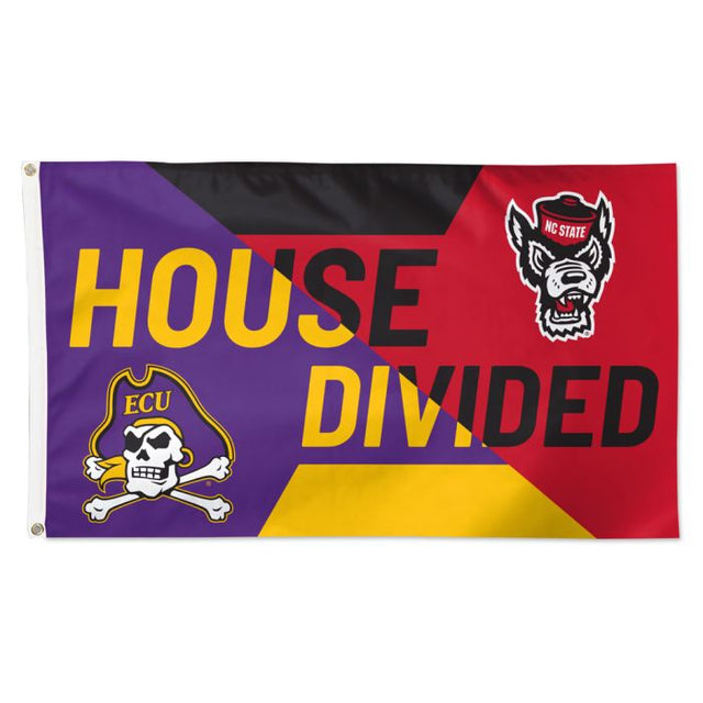 East Carolina Pirates / NC State Wolfpack house divided ECU/NC State Flag - Deluxe 3' X 5' Rivalry