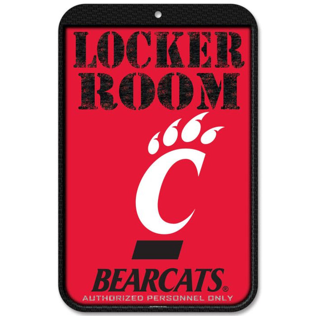 Letrero de plástico para vestuario de los Cincinnati Bearcats, 11" x 17"