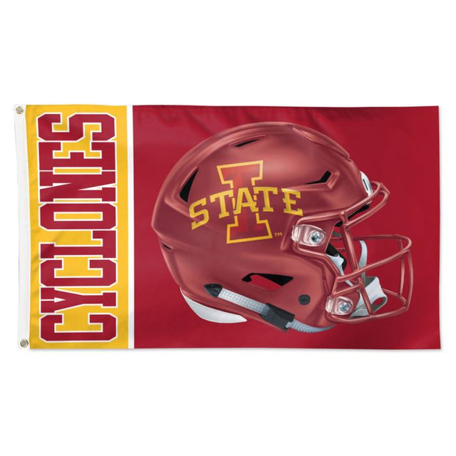 Bandera de lujo con forma de casco de los Iowa State Cyclones, 3 x 5 pies