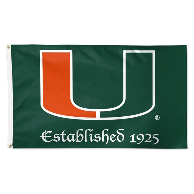 Bandera de los Miami Hurricanes, fundada en 1925, de lujo, 3 x 5 pies