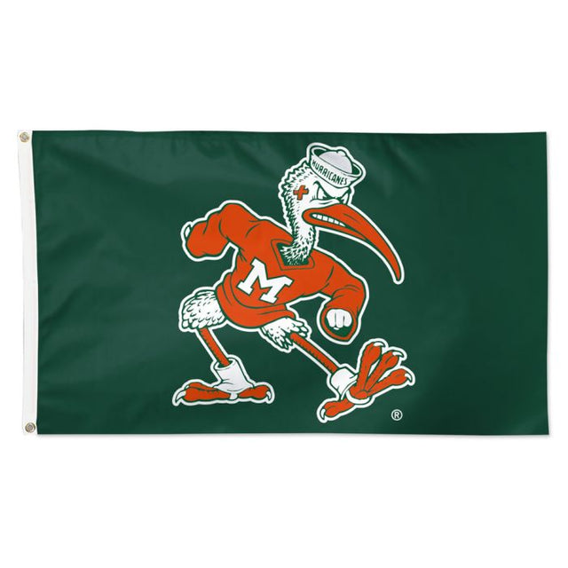 Bandera con logotipo secundario de los Miami Hurricanes: Deluxe, 3' X 5'