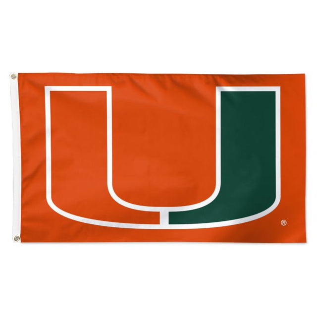 Bandera de los Miami Hurricanes con fondo naranja - Deluxe 3' X 5'