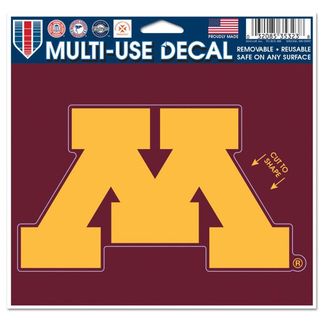 Minnesota Golden Gophers Multi-Use Decal - cut to logo 5" x 6"