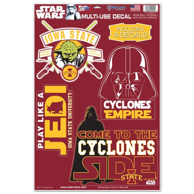 Iowa State Cyclones / Star Wars yoda & darth vader Multi-Use Decal 11" x 17"