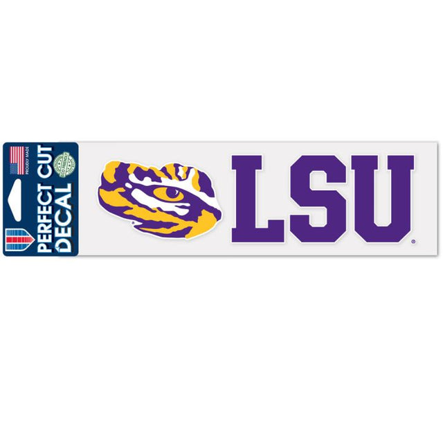 Calcomanías de corte perfecto con diseño apilado de LSU Tigers de 3" x 10"