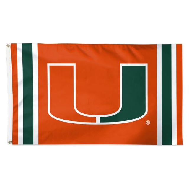 Bandera de los Miami Hurricanes con rayas verticales - Deluxe 3' X 5'