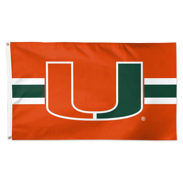 Bandera de los Miami Hurricanes con rayas horizontales - Deluxe 3' X 5'