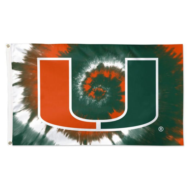 Bandera teñida anudada de los Miami Hurricanes - Deluxe 3' X 5'