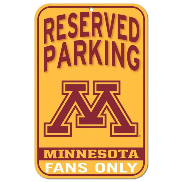Minnesota Golden Gophers Reserved Parking Plastic Sign 11" x 17"