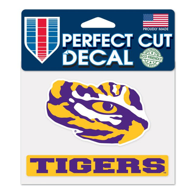 Calcomanía de color de corte perfecto de los LSU Tigers Tigers de 4,5" x 5,75"