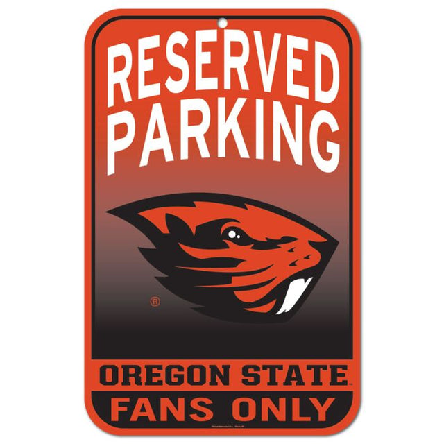Letrero de plástico de estacionamiento reservado de Oregon State Beavers de 11" x 17"