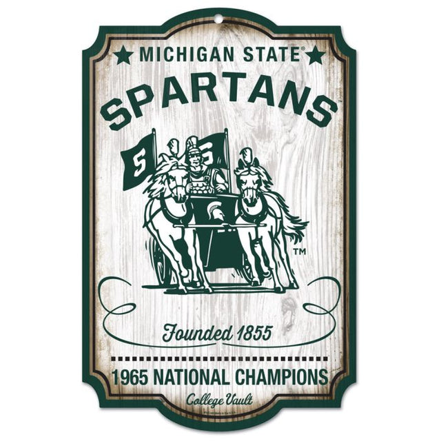 Letrero de madera VAULT de Michigan State Spartans/College Vault de 11" x 17" y 1/4" de grosor