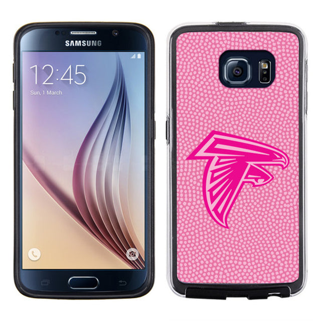 Funda para teléfono de los Atlanta Falcons con textura de grano de piedra y diseño de fútbol rosa para Samsung Galaxy S6 CO