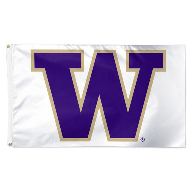 Bandera blanca de Washington Huskies, color alternativo 2, de lujo, 3' x 5'