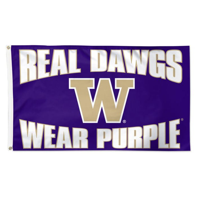 Bandera con lema de los Washington Huskies: lujosa, 3 x 5 pies