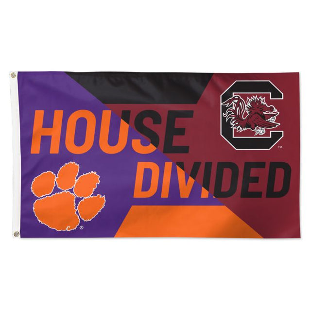 Bandera de casa dividida de los Gamecocks de Carolina del Sur y los Tigres de Clemson: Deluxe, 3 x 5 pies, rivalidad