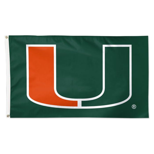 Bandera con logotipo principal de los Miami Hurricanes: Deluxe, 3' X 5'