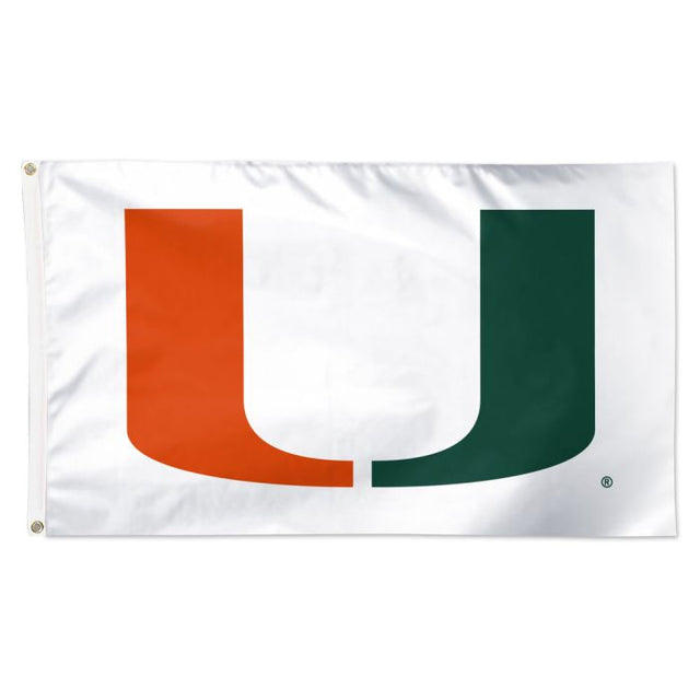 Bandera de los Miami Hurricanes con fondo blanco - Deluxe 3' X 5'