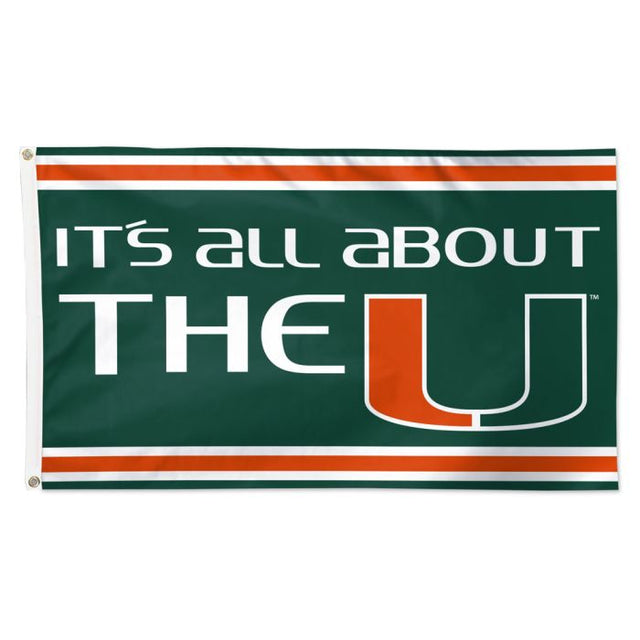 Bandera con lema de los Miami Hurricanes: Deluxe, 3' X 5'