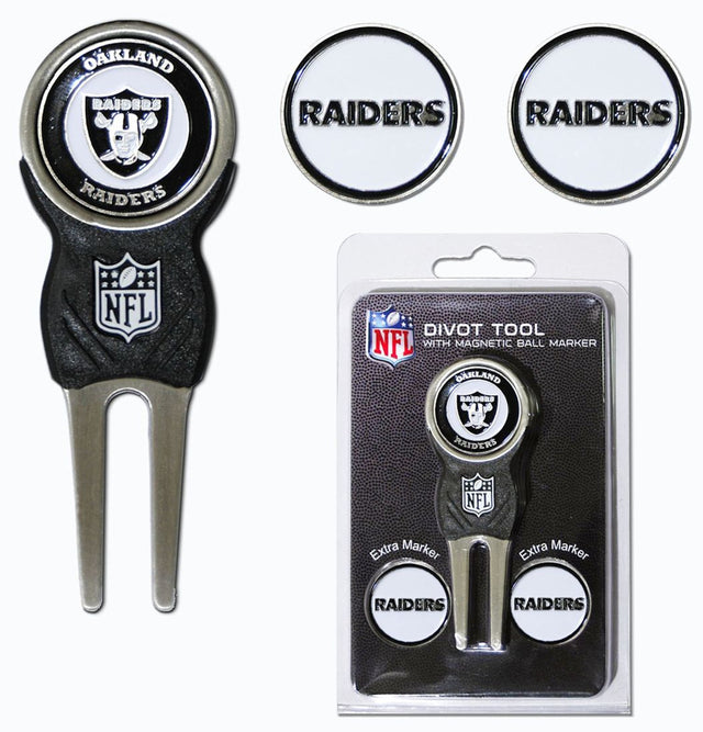 Herramienta para marcar hoyos de golf de los Raiders de Las Vegas con 3 marcadores
