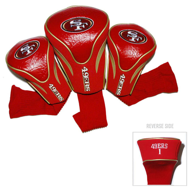 Juego de fundas para palos de golf de 3 piezas de San Francisco 49ers, estilo contorneado