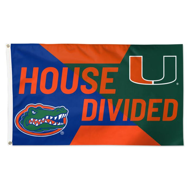 Bandera de los Florida Gators/Miami Hurricanes: Deluxe, 3' x 5' Rivalry