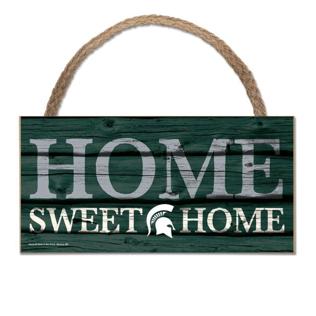 Letrero de madera con cuerda de 5" x 10" con la frase HOME SWEET HOME de los Spartans del estado de Michigan