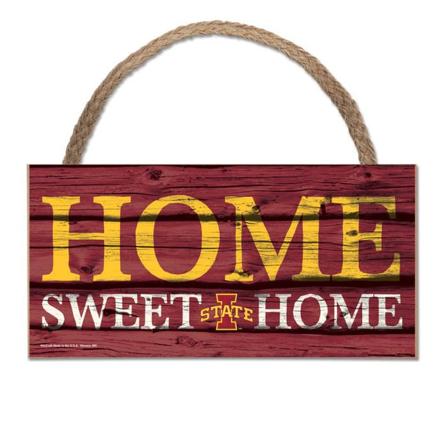 Iowa State Cyclones Wood Sign w/Rope 5" x 10"
