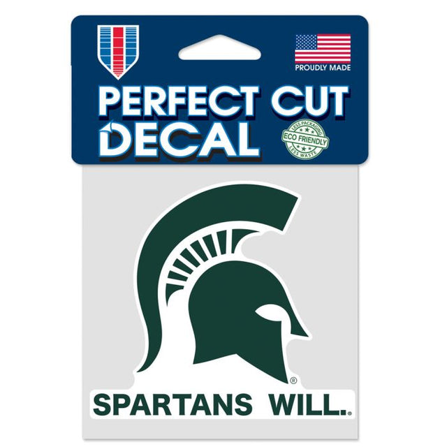 Calcomanía de color de corte perfecto de Spartans de Michigan State de 4" x 4"