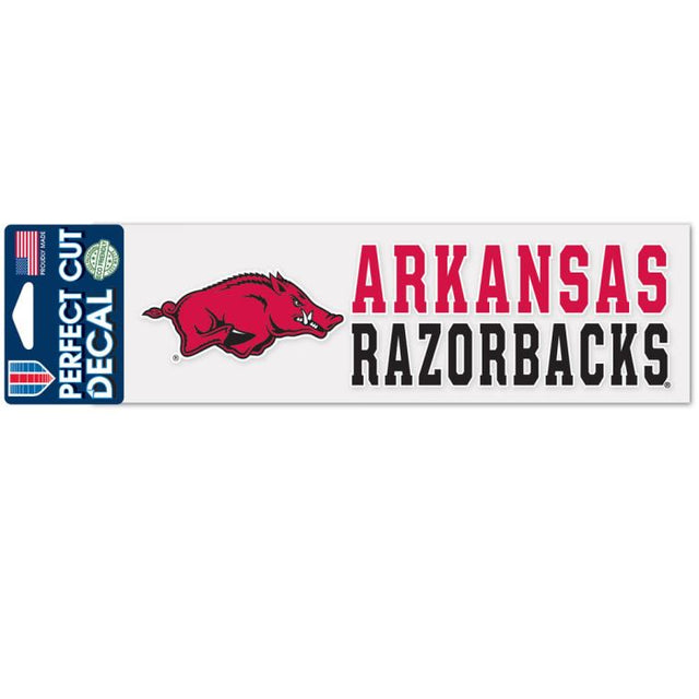 Calcomanías de corte perfecto con diseño apilado de Arkansas Razorbacks, 3" x 10"