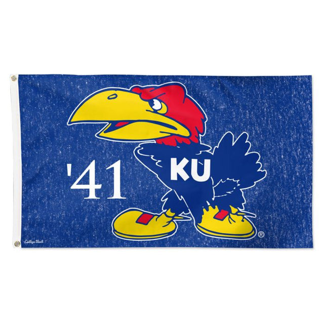 Kansas Jayhawks /College Vault Retro Flag - Deluxe 3' X 5'