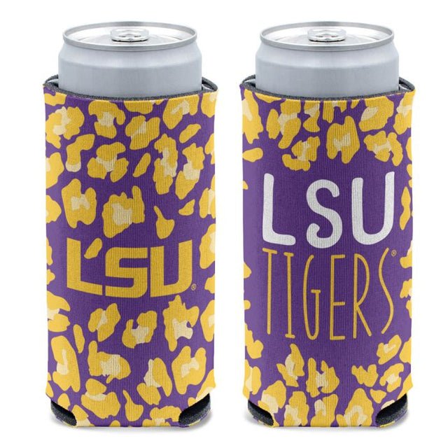 Enfriador de latas delgado de 12 oz con estampado de leopardo de LSU Tigers
