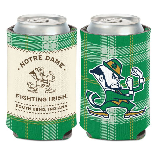 Notre Dame Fighting Irish GREEN PLAID Can Cooler 12 oz.
