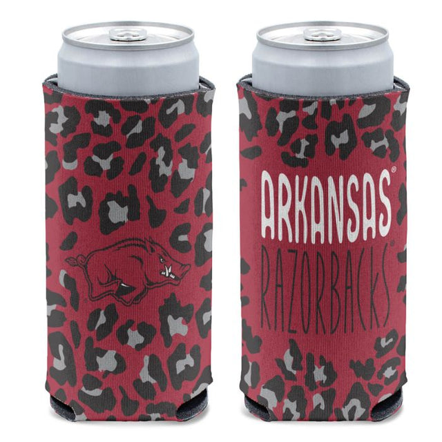 Arkansas Razorbacks Leopard 12 oz Slim Can Cooler